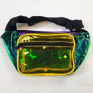 New Orleans Mardi Gras Holographic Fanny Pack 2 Zipper Front Translucent Colors